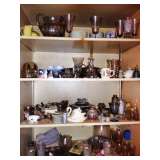 Some items pictured may have sold. A nice selection of glass and crystal is available.