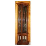 Pulaski Half Hexagon Mirrored Back Lighted Curio