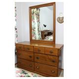 Maple 6-Drawer Dresser with Mirror (c. 1960