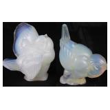 Sabino Paris France Opalescence Art Glass:  Ready to Fly Baby Bird & Feeding Bird