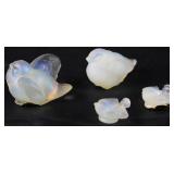 Sabino Paris France Opalescence Art Glass:  Baby Bird with Wings Open, Nesting Bird and Miniature Bi