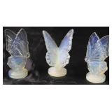 Sabino Paris France Opalescence Art Glass: Closed Wing Butterfly (2 each) and Open Wing Butterfly