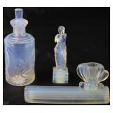 Sabino Paris France Opalescence Art Glass:  Frivolites Perfume Bottle Nude Female Figures 4 1/8",  V