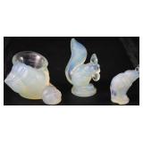 Sabino Paris France Opalescence Art Glass:  Nautilus Shell Vase , Squirrel and miniature Elephant Fi