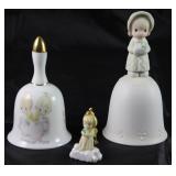 Enesco Precious Moments: "Forever Mine" 1999, "Wishing You A Cozy Christmas-1986-Bell" and Ian Ornam