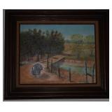 Original Framed Oil on Canvas (22" x 18") by Artist  Evelyn Painter Ackison. Country Landscape with 