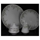 Oneida  "Grandeau" Serving Pieces:  Chop Plate, Round Vegetable Bowl, Sugar Bowl w/Lid and Creamer