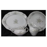 Ucagco, "Serenity" Serving Pieces:  Platter, Vegetable Bowl, Sugar Bowl w/Lid and Creamer 