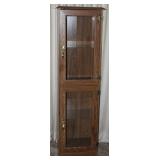 Stovepipe Style Oak Finish  2-door Lighted Curio with interior glass shelves