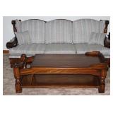 Dark Pine Coffee Table with Built-in Magazine Rack