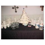 Lighted Christmas Tree & Dishes