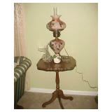 Antique Lamp Table & Lamp