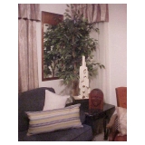 End Table, Wood Carving, Art Piece & Artificial Plant