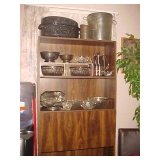 Shelving Unit, Roaster, Glassware & Silver Plate