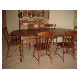Tel City Dining Table w/2 Leaves, 1 Arm Chair & 5 Side Chairs