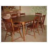 Tel City Dining Table w/2 Leaves, 1 Arm Chair & 5 Side Chairs