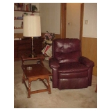 Recliner, Maple End Table & Lamp