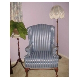 Upholstered Chair, Plant Stand & Floor Lamp
