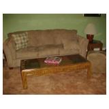 Sofa, Coffee Table, End Table & Lamp