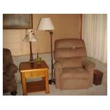 Recliner, Floor Lamp, Table Lamp & End Table