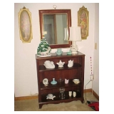 Bookcase, Collectibles, Lamp, Mirror & Pictures