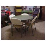 Round Card Table & 4 Folding Chairs