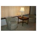 Pr. Upholstered Swivel Chairs 