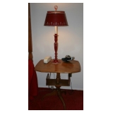 Pine Table w/Toleware lamp