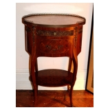 Pair French Inlaid & Bronze End tables