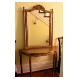 Louis XVI Style Demi Lume Table w/Matching Mirror