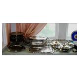 Table of Silver Plate Items