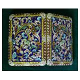 Art Nouveau Russian Silver & Enamel Cigarette Case 4 1/2" x 3 1/4"