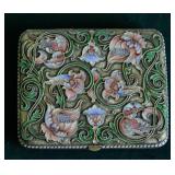 Rare Art Nouveau Silver Scenic and Enamel Cigarette Case Reverse Side Rare Art Nouveau Silver Scenic and Enamel Cigarette Case Reverse Side