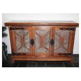 Press Carved Oak Paneled Chest 