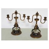 Bronze & Pietra Dora Candelabras  