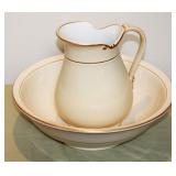 19th C English Pitcher & Bowl