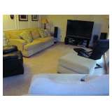 Sofa, matching chair with ottoman, 60" TV