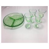 https://www.ebay.com/itm/124123461331 KB0010: Green Depression Glass with Plate, 5 pieces