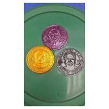 NND0001 DREW BREES Saints 2010   $5.00 SET OF THREE MARDI-GRAS THROWS PURPLE , BLACK, & GOLD BACCHUS