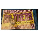 BOX015 VINTAGE LSU GO TIGERS THE TIMES-PICAYUNE DOUBLE SIDED POSTER 11X17 INCHES $$5 Pay online by V