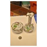 Box070AB VINTAGE CERAMIC FLOWERED VASE AND DISH WITH LID $$5 Pay online by Venmo: @Rafael-Monzon-1, 