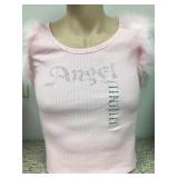 https://www.ebay.com/itm/124141944815	KB0070: Bedazzled Pink "Angel" Tank Top with Feather trim and 