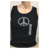 https://www.ebay.com/itm/124142004156	KB0072: Bedazzled Black Peace Sign Tank Top Medium