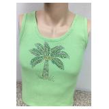 https://www.ebay.com/itm/124142010635	KB0076: Bedazzled Green Tank Top with Palm Tree Medium (1)