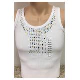 https://www.ebay.com/itm/114171898137	KB0077: Bedazzled White Tank Top with Multi Color Detailing Sm