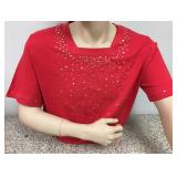 https://www.ebay.com/itm/114171902273	KB0080: Bedazzled Red Short Sleeve Shirt with Silver and Gold 