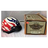 https://www.ebay.com/itm/124145399719	KB0089: Harley Davidson Red White and Blue Flame Open Face Hel