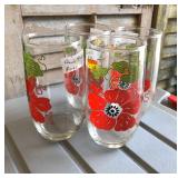 LAN0815: (4)1980s Floral Pattern Water Glasses Local Pickup $5 Pay online by Venmo: @Rafael-Monzon-1
