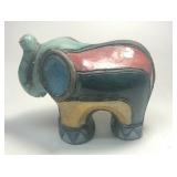 https://www.ebay.com/itm/124835396041	ME7003 South African Raku Pottery Elephant Figurine (light gre