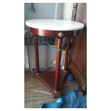 https://www.ebay.com/itm/124847129168	EB8002 Wood and Marble Side Table [18” across, 25” tall] $75